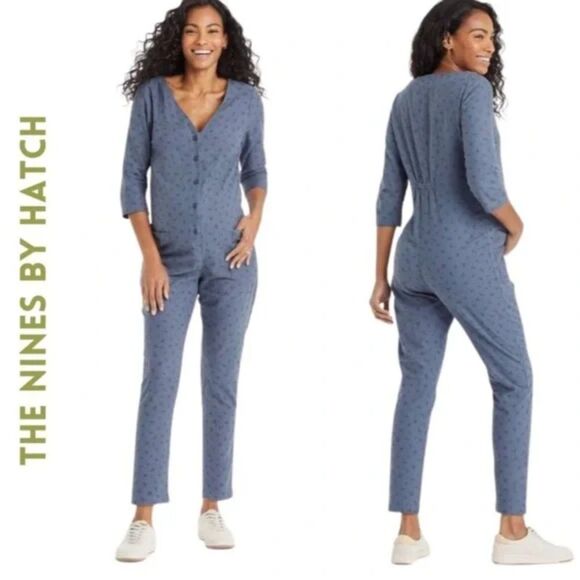 The Nines by HATCH 3/4 Sleeve Button-Front Maternity Jumpsuit Small - Picture 1 of 8